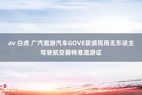 av 白虎 广汽遨游汽车GOVE获颁民用无东谈主驾驶航空器特准遨游证