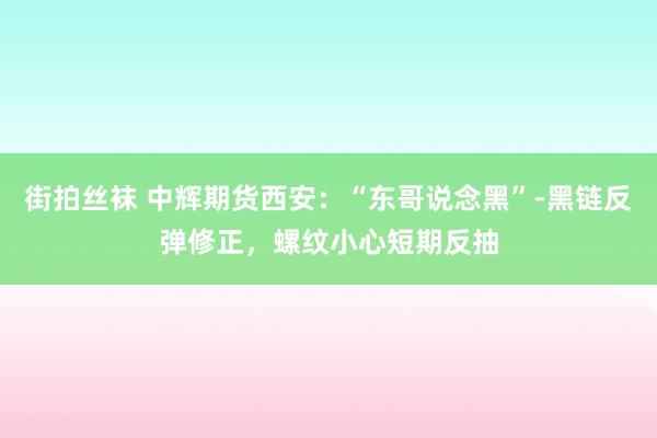 街拍丝袜 中辉期货西安：“东哥说念黑”-黑链反弹修正，螺纹小心短期反抽