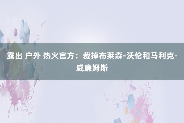 露出 户外 热火官方：裁掉布莱森-沃伦和马利克-威廉姆斯