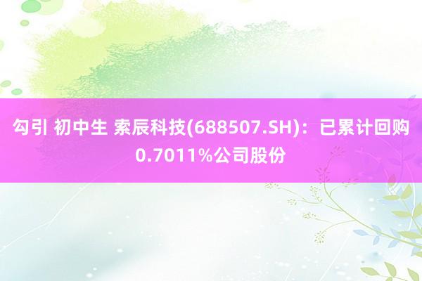 勾引 初中生 索辰科技(688507.SH)：已累计回购0.7011%公司股份