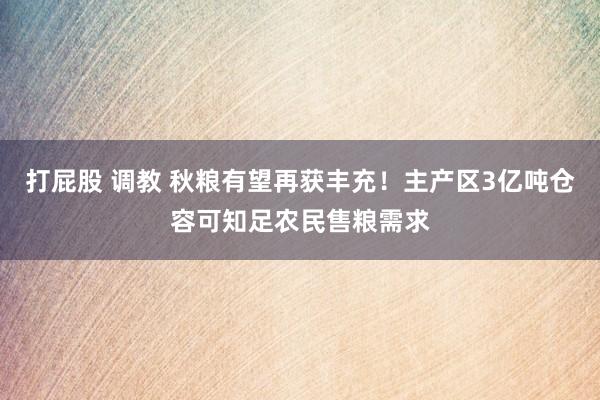 打屁股 调教 秋粮有望再获丰充！主产区3亿吨仓容可知足农民售粮需求