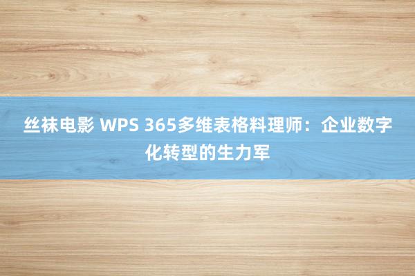 丝袜电影 WPS 365多维表格料理师：企业数字化转型的生力军