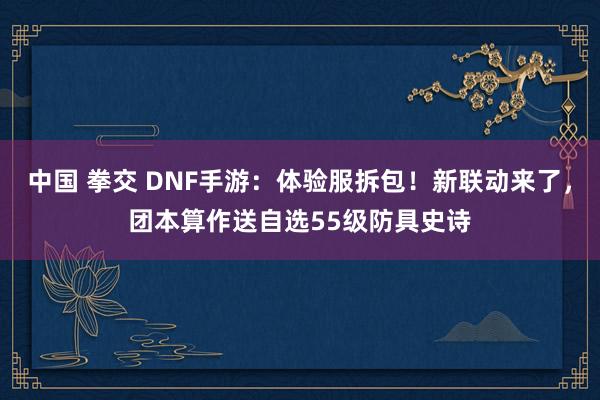 中国 拳交 DNF手游：体验服拆包！新联动来了，团本算作送自选55级防具史诗