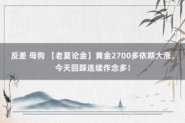 反差 母狗 【老夏论金】黄金2700多依期大涨，今天回踩连续作念多！