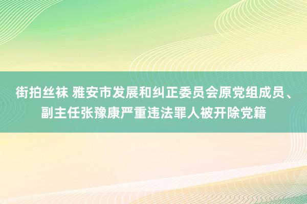 街拍丝袜 雅安市发展和纠正委员会原党组成员、副主任张豫康严重违法罪人被开除党籍