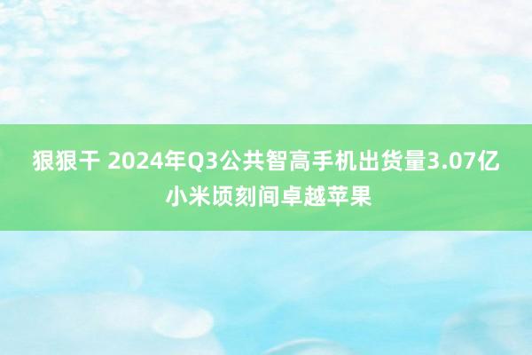 狠狠干 2024年Q3公共智高手机出货量3.07亿 小米顷刻间卓越苹果