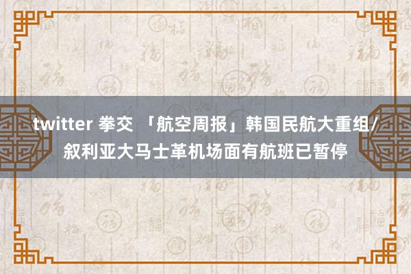 twitter 拳交 「航空周报」韩国民航大重组/叙利亚大马士革机场面有航班已暂停