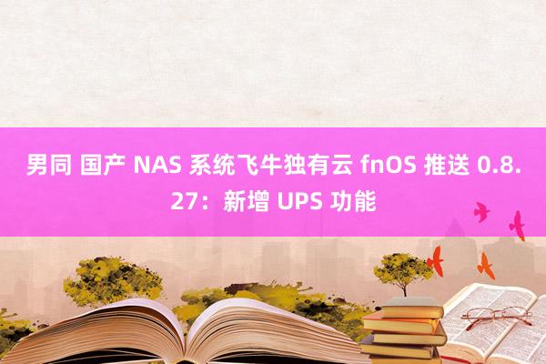 男同 国产 NAS 系统飞牛独有云 fnOS 推送 0.8.27：新增 UPS 功能