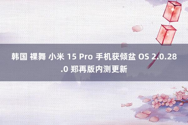 韩国 裸舞 小米 15 Pro 手机获倾盆 OS 2.0.28.0 郑再版内测更新