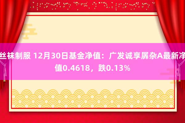 丝袜制服 12月30日基金净值：广发诚享羼杂A最新净值0.4618，跌0.13%